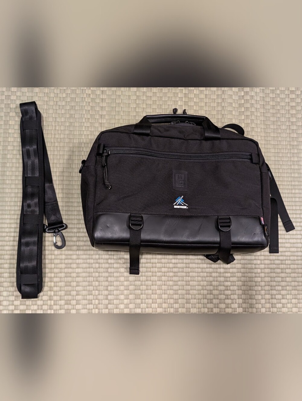 Topo Designs Commuter Briefcase in Black Heritage Canvas Leather *Embroidered*